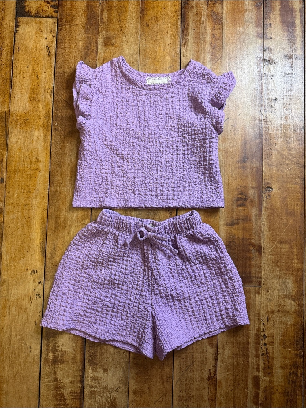 Btween Textured Two Piece Lounge Set 4T purple shirt shorts summer